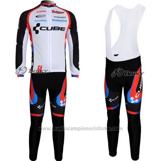 2011 Abbigliamento Ciclismo Cube Nero e Bianco Manica Lunga e Salopette